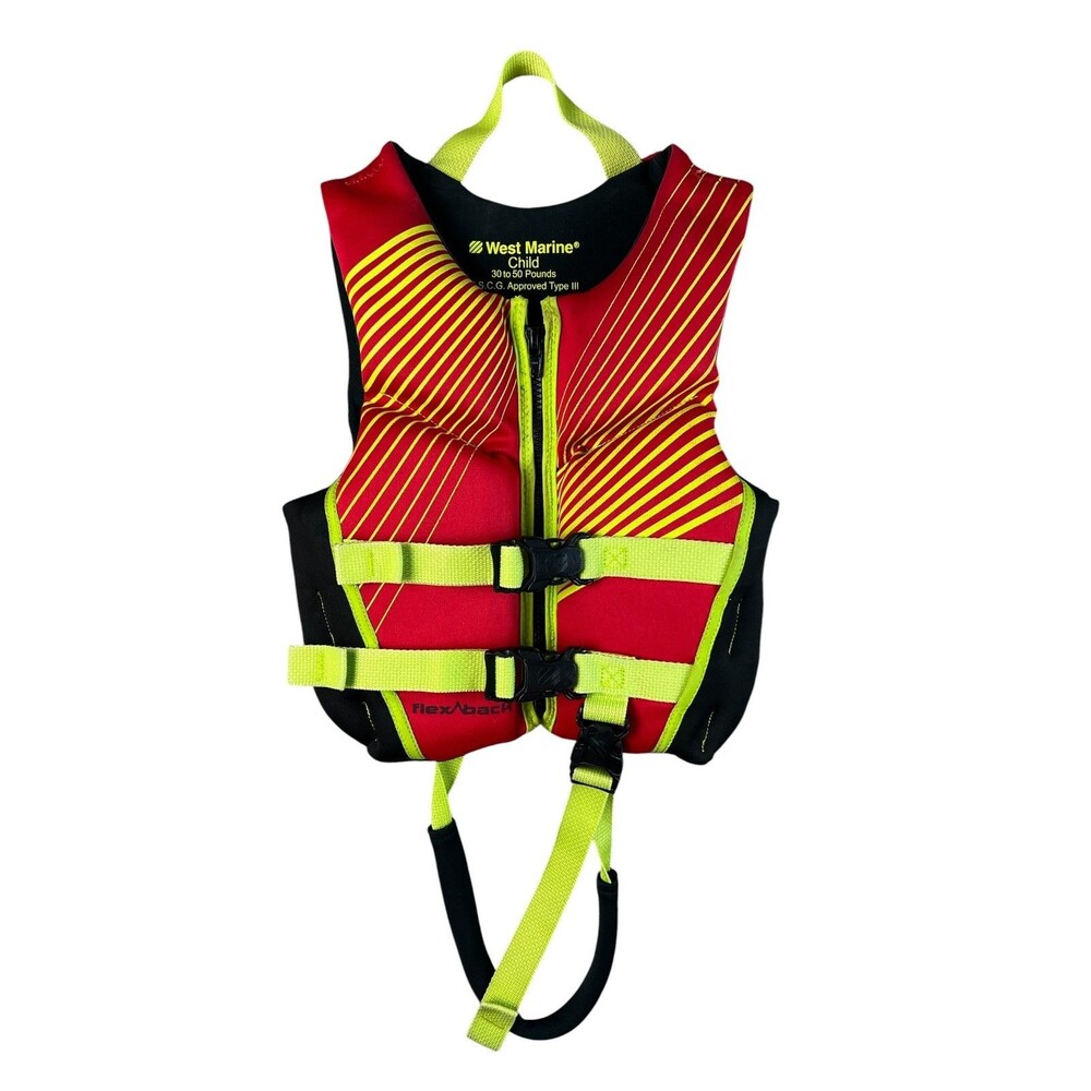 West Marine Deluxe Child Type III Rapid Dry Life Jacket Vest  30-50 lbs  Red